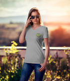 Explore the Possibilities V-Neck Tee. (bright green logo) Unisex Jersey Short Sleeve