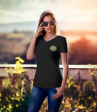 Explore the Possibilities V-Neck Tee. (bright green logo) Unisex Jersey Short Sleeve